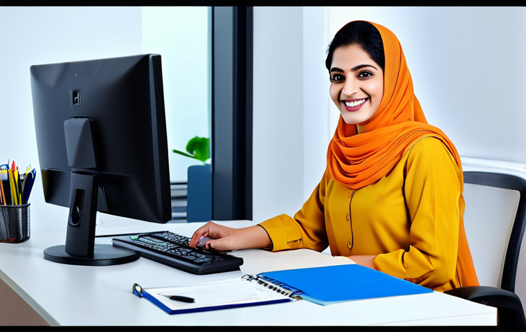 **
A female administrative assistant, fully clothed in a modest shalwar kameez, smiling warmly while organizing files in a bright, modern office. The office is clean and efficient, with computers and office supplies neatly arranged. Safe for work, appropriate content, professional, perfect anatomy, natural proportions, family-friendly.
**
