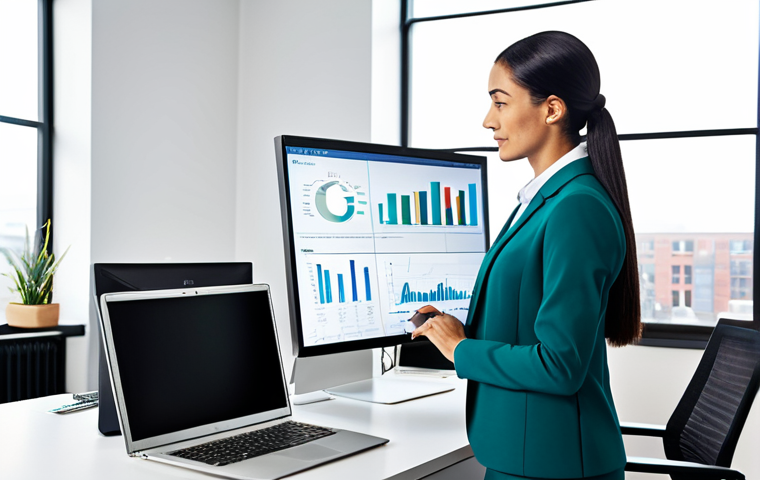**
"A professional businesswoman in a modest business suit, working at a modern office desk. She is reviewing data analytics on a computer screen. The background shows a diverse team collaborating in a bright, open-plan office. Fully clothed, appropriate attire, safe for work, perfect anatomy, natural proportions, professional, family-friendly, high quality."
**